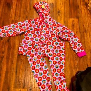 Paul Frank Pink Red Blue Monkey Print Hooded Onesie